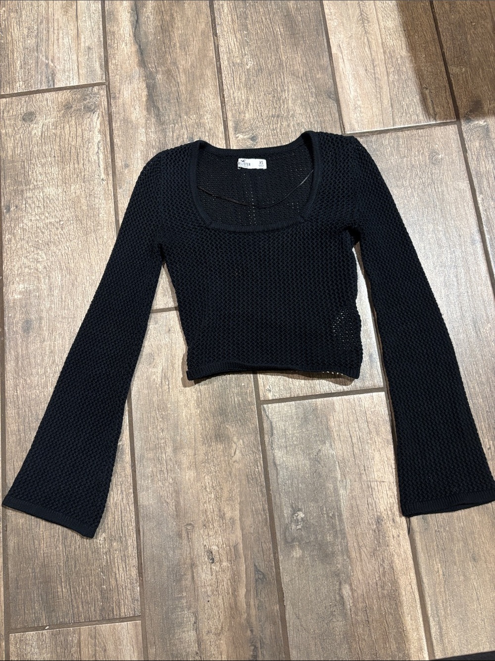 Hollister Black Knit Long-Sleeve Crop Top
